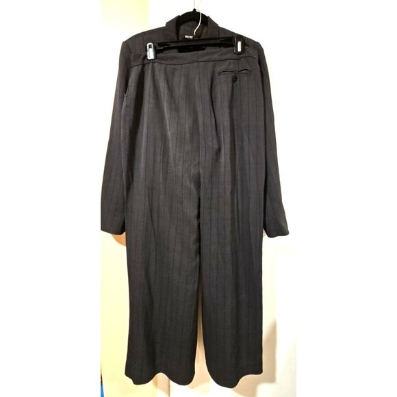 Holt Renfrew 2-pc Pant suit Women 2 pc Striped Gray Sz 12 Wide Leg Office Career - Picture 14 of 16